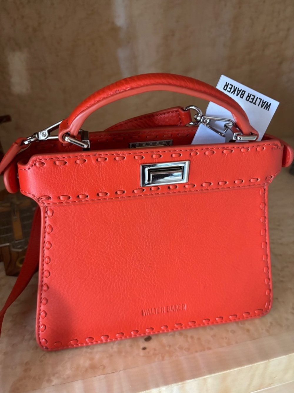 Walter Baker Coral-Orange Mini Top-Handle Bag